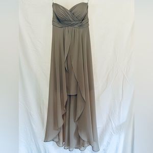 Serendipity Strapless high-low Taupe Dress